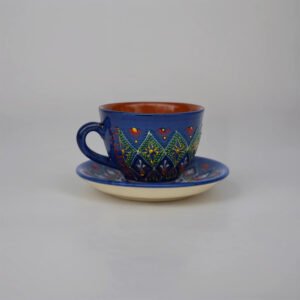 Handcrafted Ceramic Cup & Saucer Set — Patterned Pottery Design - Image 4